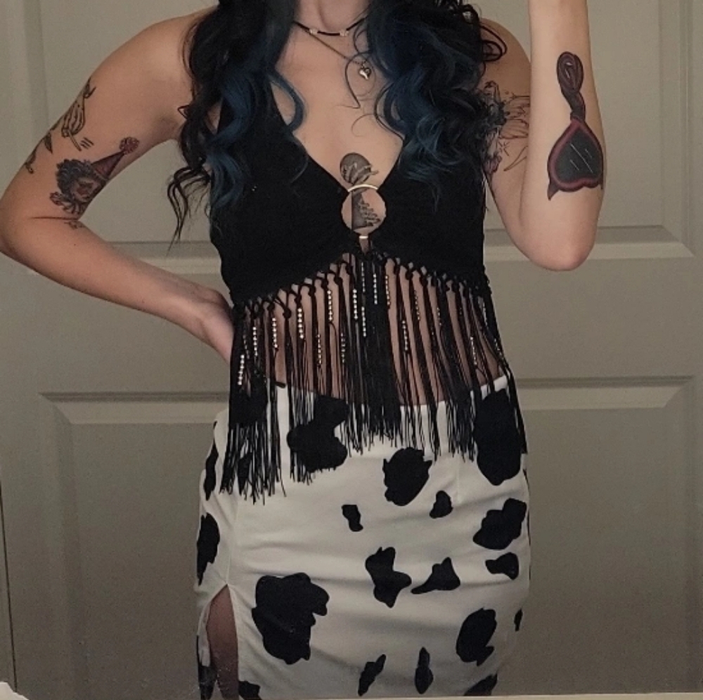 Black Fringe Top